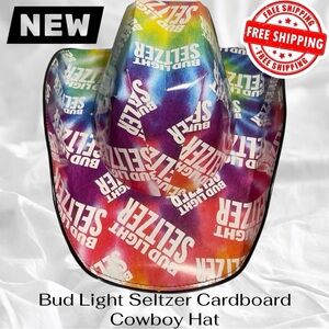 Bud Light Seltzer Cowboy Hat Cardboard Novelty Rainbow OS FREE SHIPPING